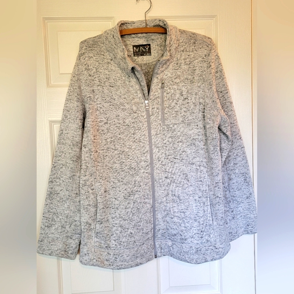 MNY Marc New York XL Jacket Marled Knit Fleece Lined Womens Full Zip Gray